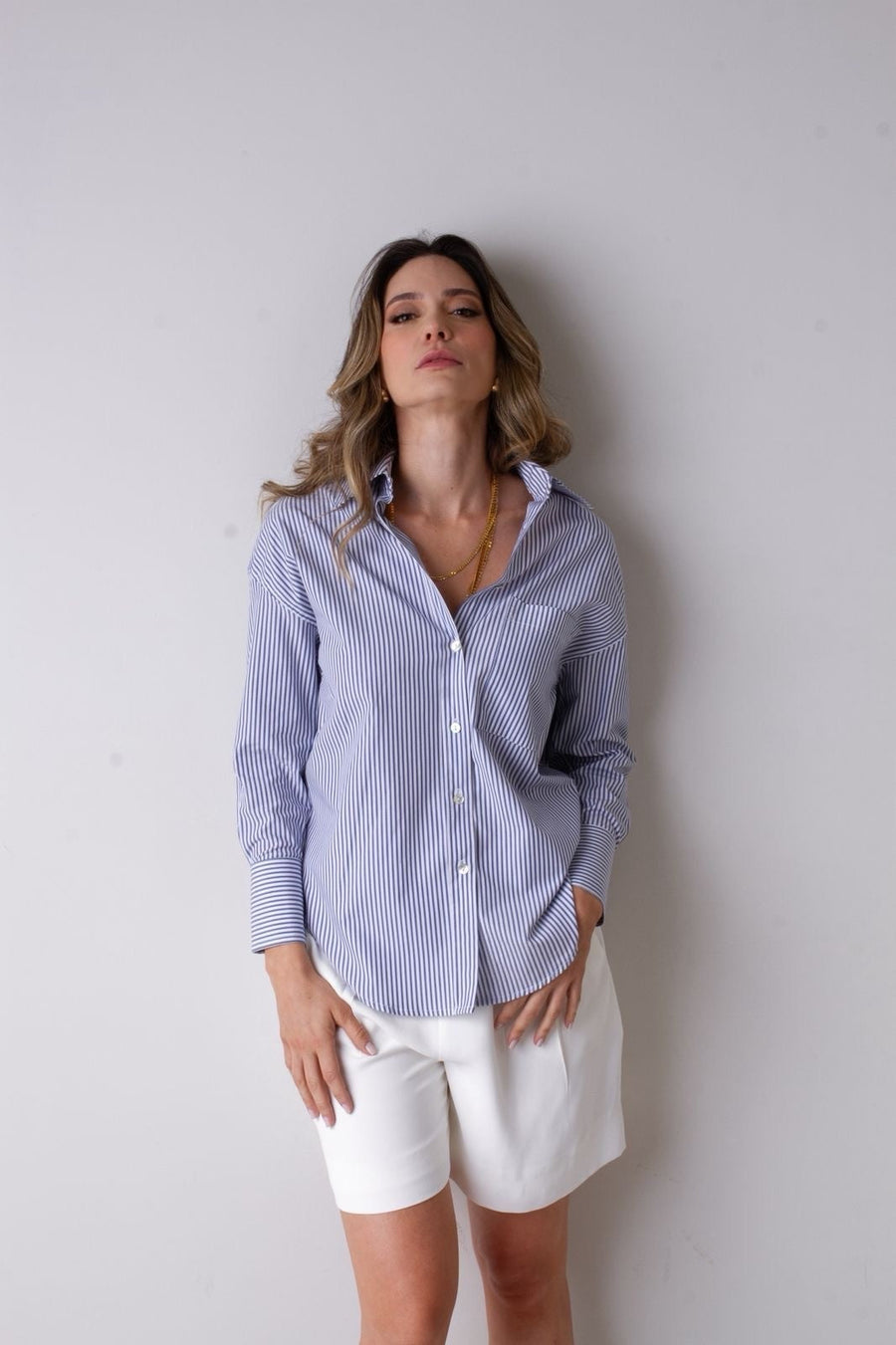 Camisa Antônia  - Azul/branco