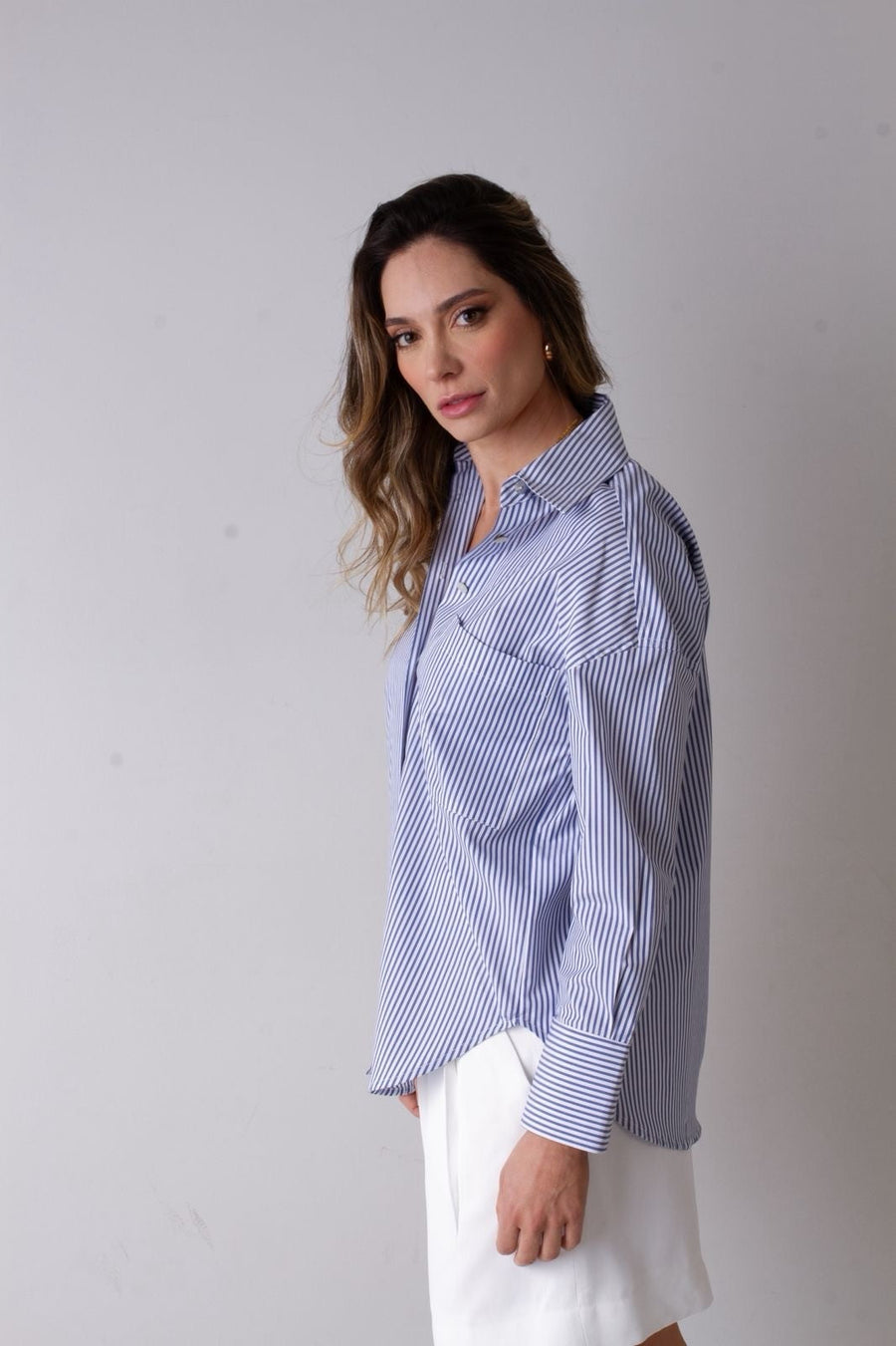 Camisa Antônia  - Azul/branco
