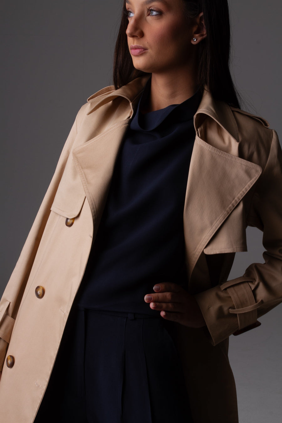Trench Coat Médio  Mel - Caqui