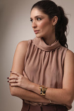 Blusa Seda - Gola Alta - Nude