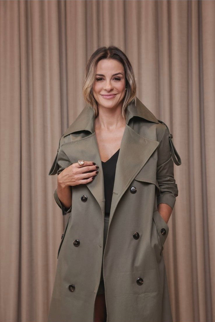 Trench Coat Longo - Verde Militar