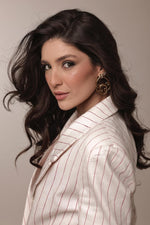 Blazer Risca de Giz  - Vermelho/ Branco