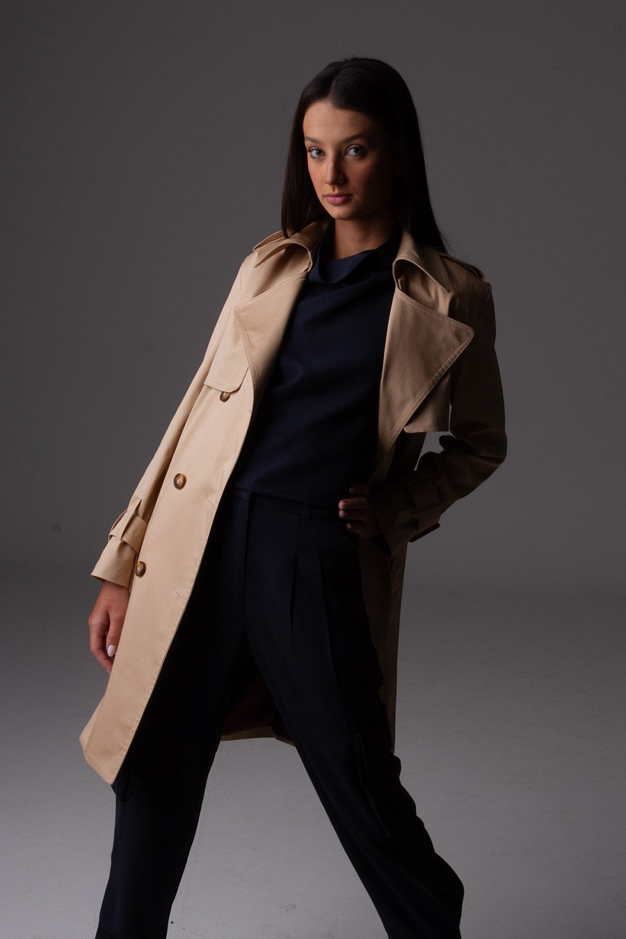 Trench Coat Médio  Mel - Caqui