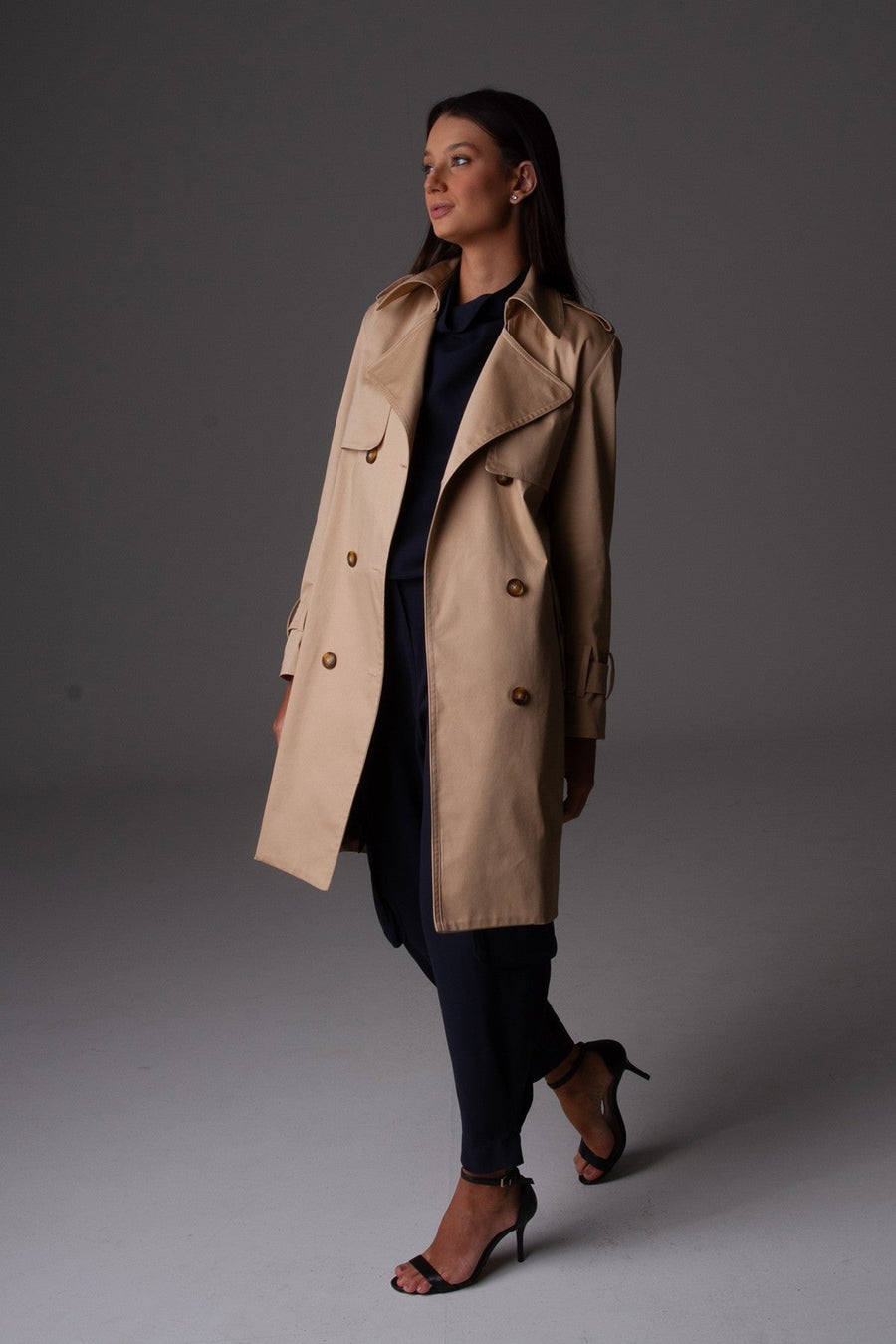 Trench Coat Médio  Mel - Caqui