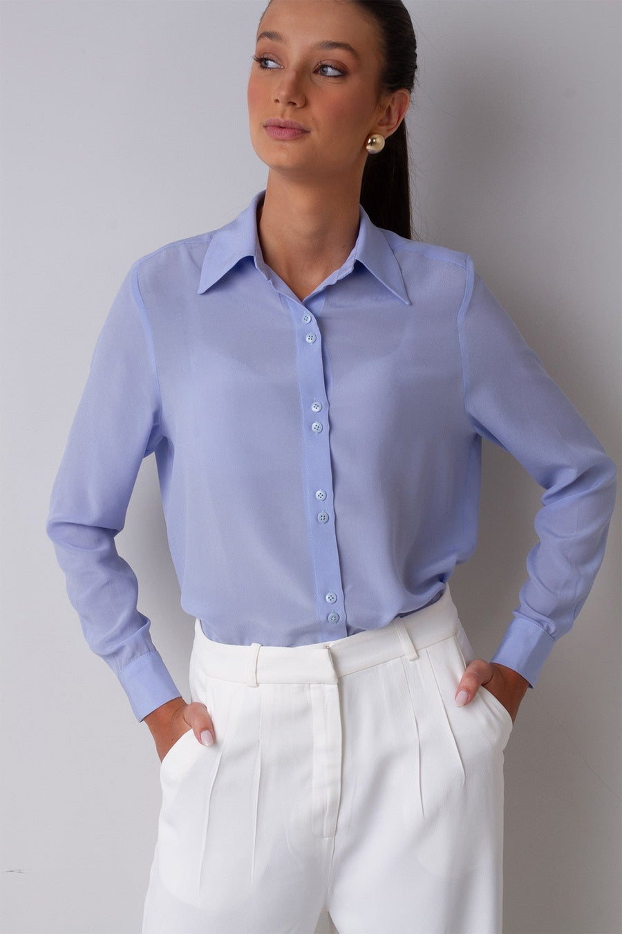 Camisa Seda Isabella - Azul
