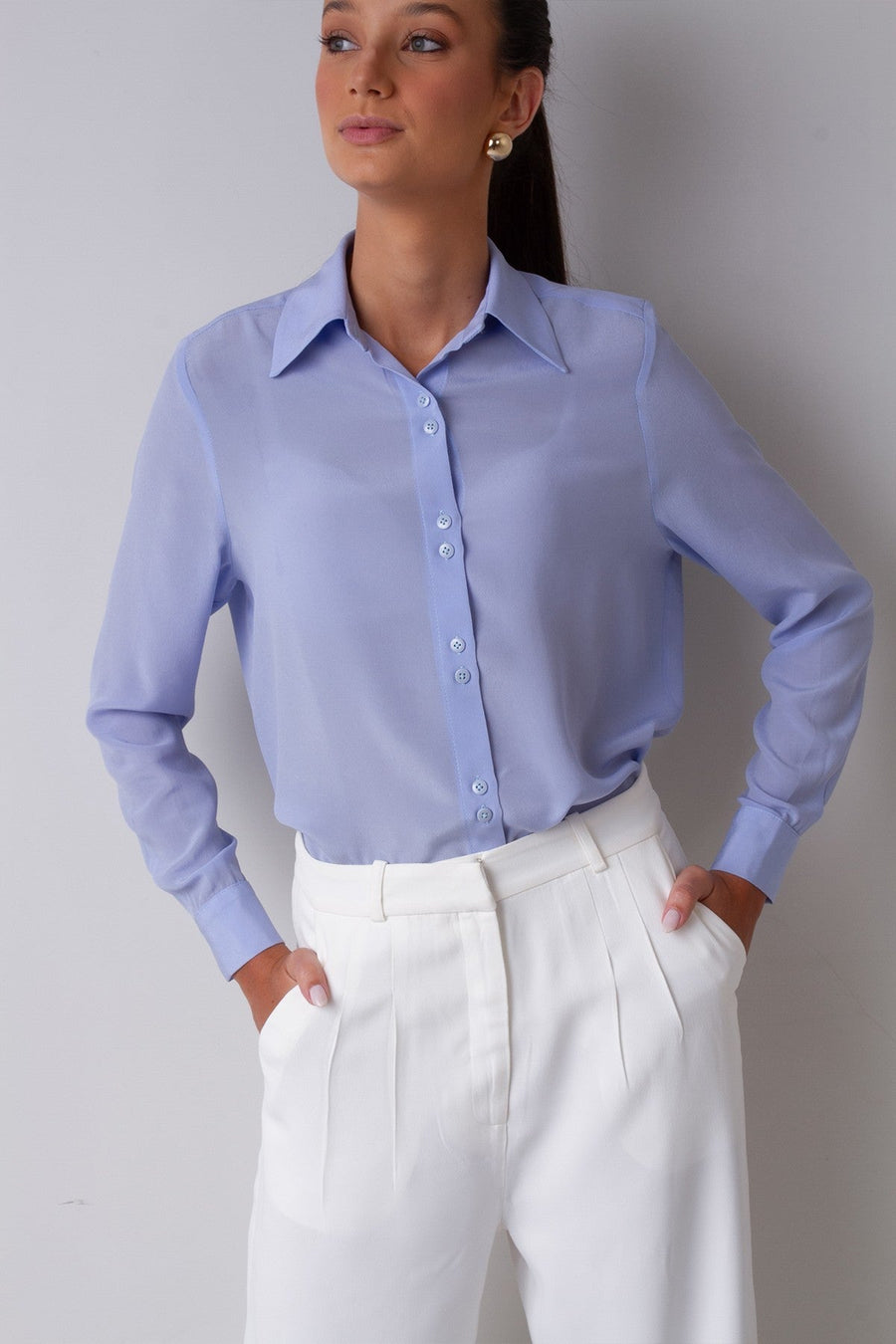 Camisa Seda Isabella - Azul