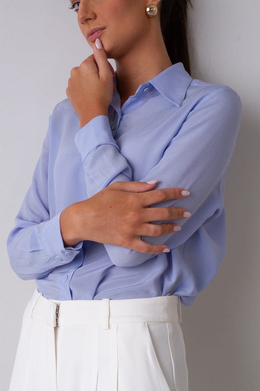 Camisa Seda Isabella - Azul
