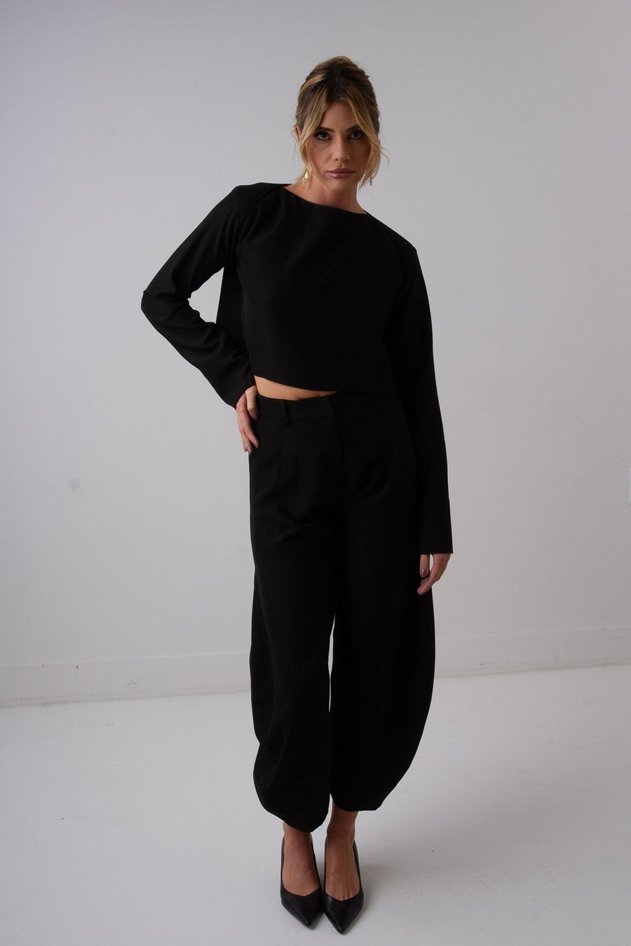 T-Shirt Manga Longa Monica - Preto