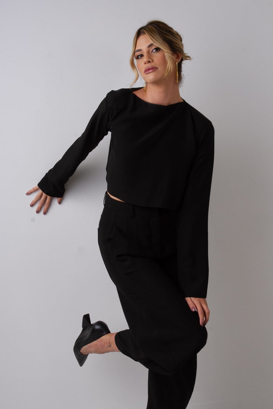 T-Shirt Manga Longa Monica - Preto