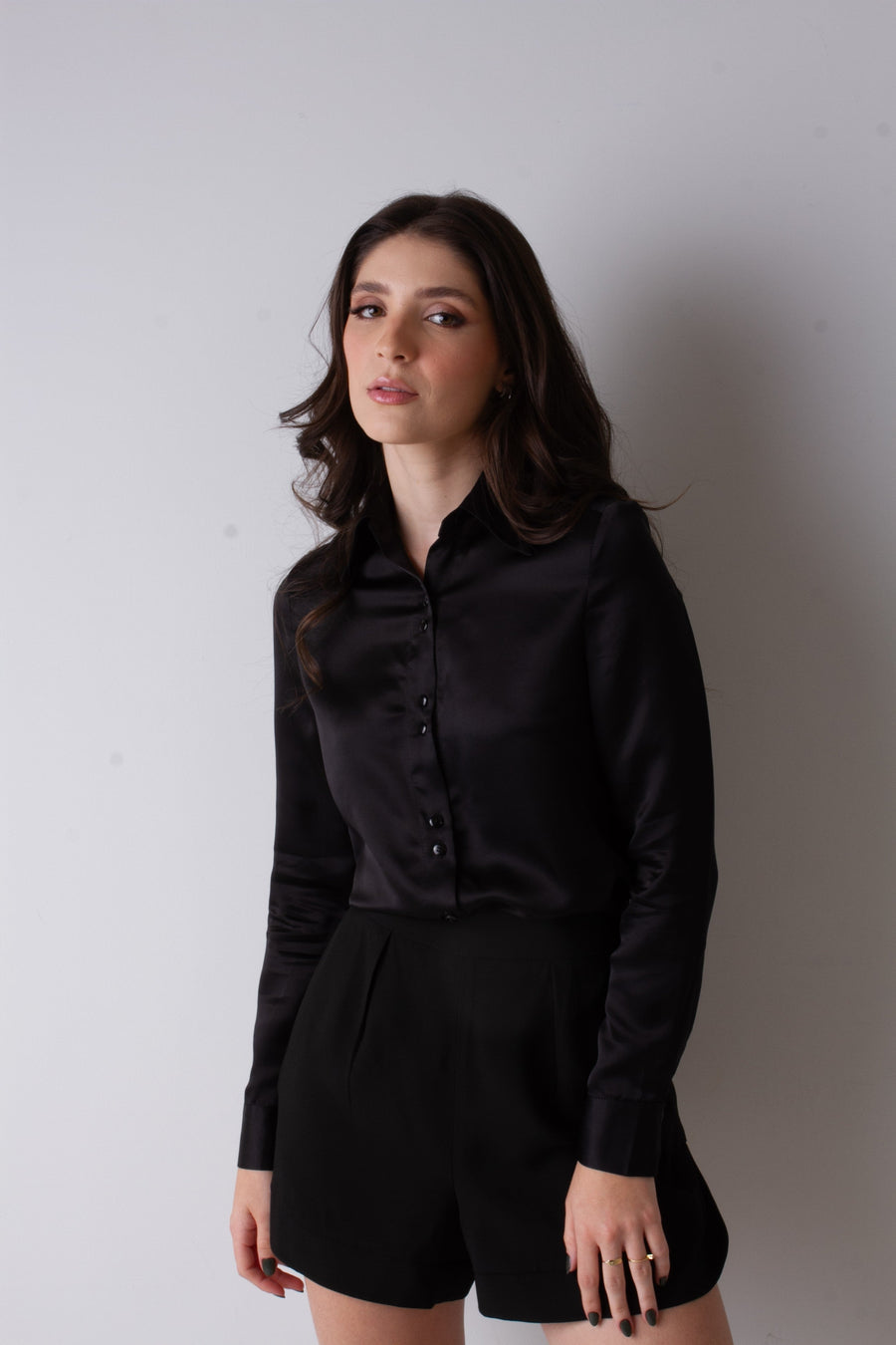 Camisa Seda Isabella - Preto