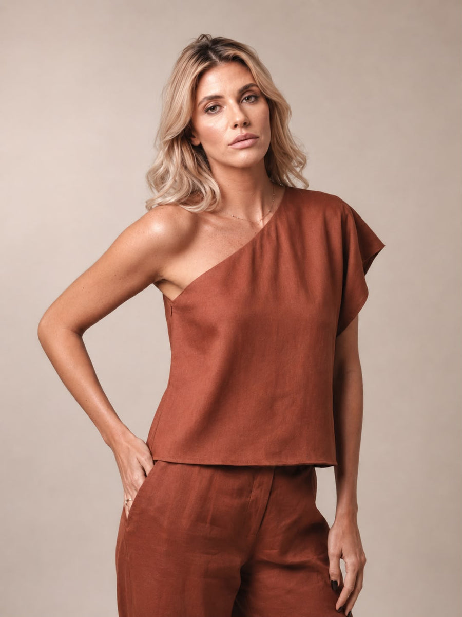 Blusa Nula Manga -  Linho Canela