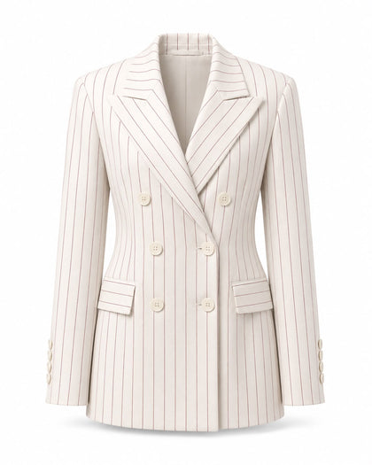Blazer Risca de Giz  - Vermelho/ Branco