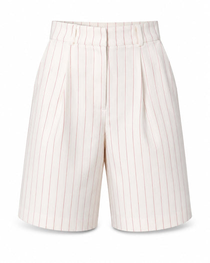 Bermuda Risca de Giz  - Vermelho/ Branco