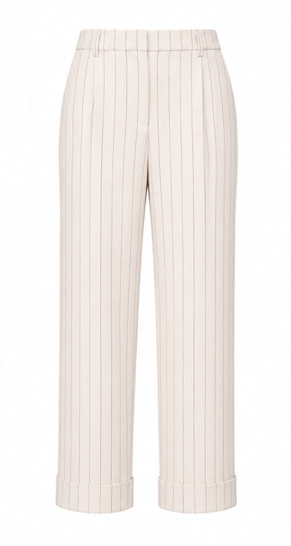 Calça Risca de Giz - Vermelho/ Branco