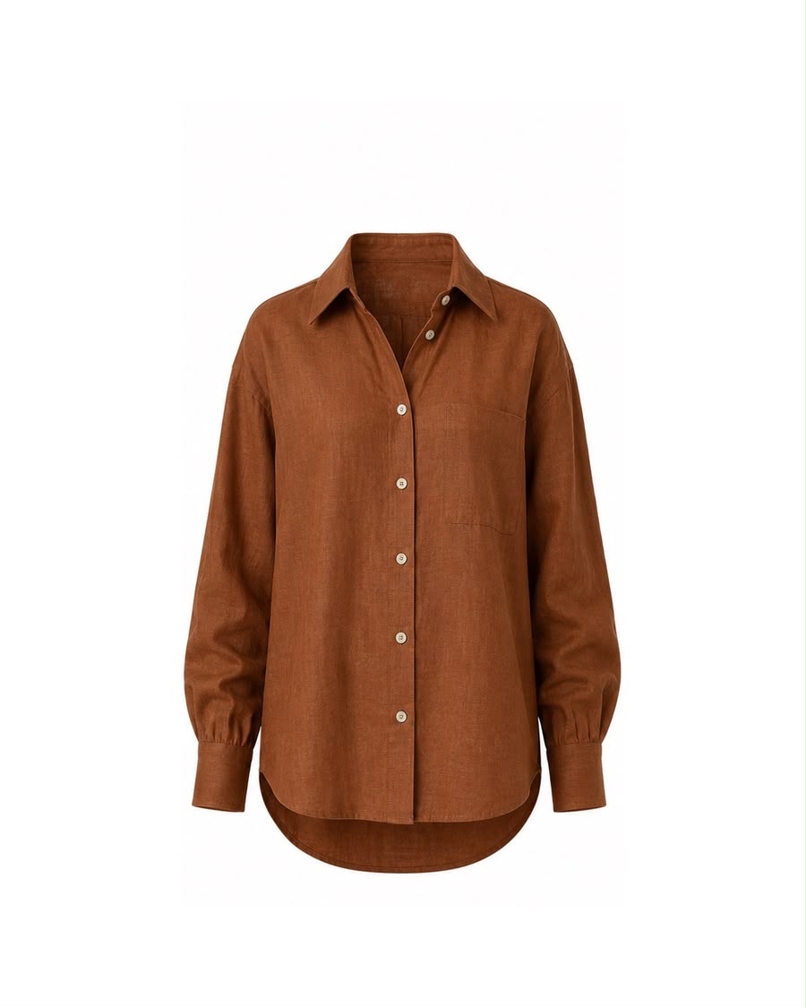 Camisa Antônia - Puro Linho Marrom