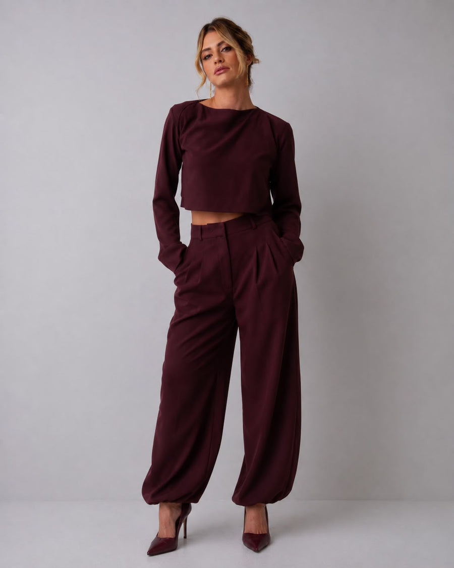 T-Shirt Manga Longa Monica - Burgundy