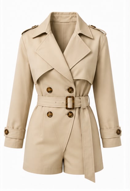 Macaquinho Trench - Sarja Premium Caqui